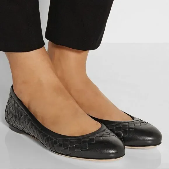 Bottega Veneta $670 Napa Intrecciato Ballet Flats in black - Picture 3 of 11